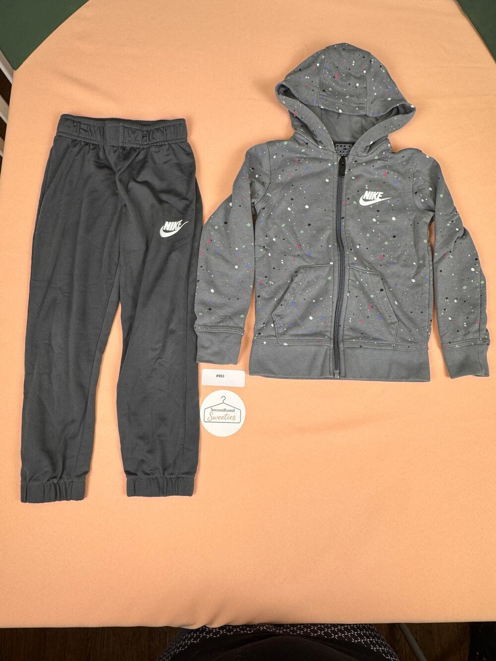 Nike Gray Paint Splatter Hoodie & Jogger Set Size 4 XS #963